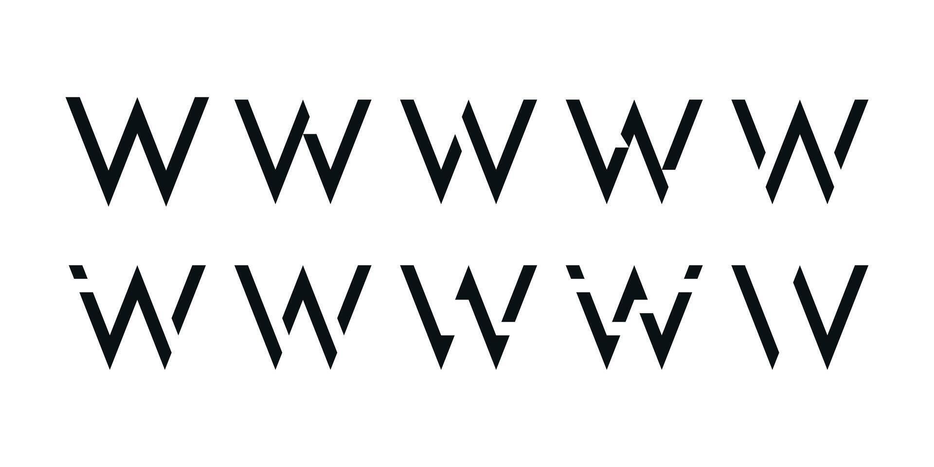 Logo collection, abstract letter W logo design. Icons for business of minimalist, elegant, simple. Premium vector