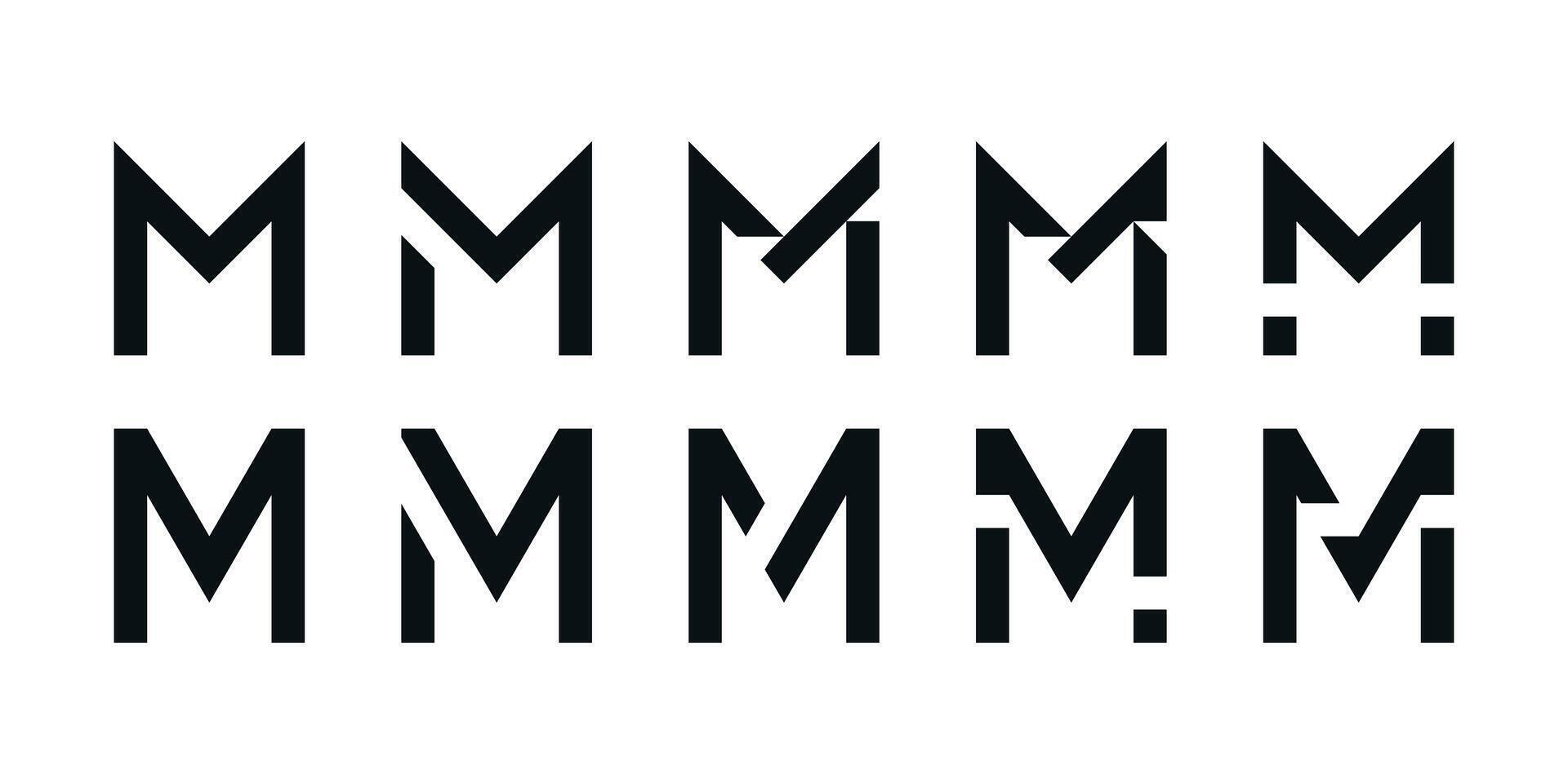 Logo collection, abstract letter M logo design. Icons for business of minimalist, elegant, simple. Premium vector
