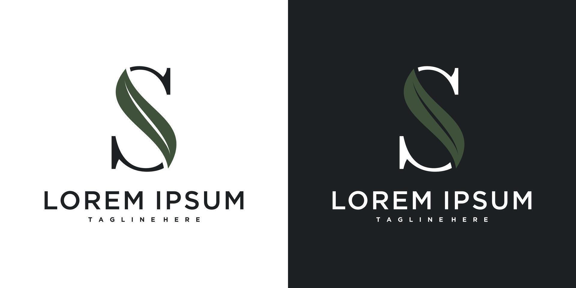 Initial letter S with leaf logo design. Premium vector