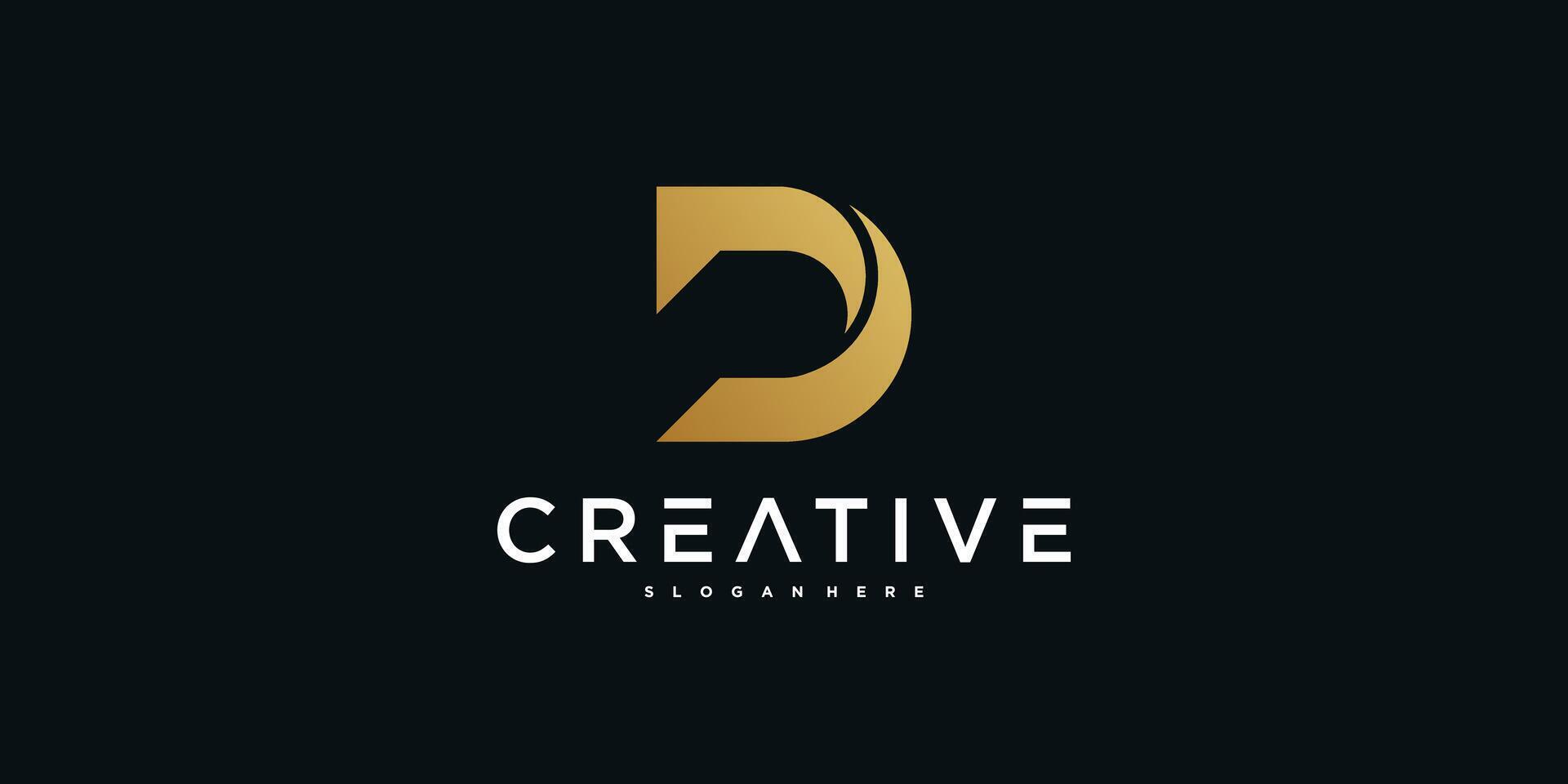 Initial D letter logo design with creative concapt. Premium vector