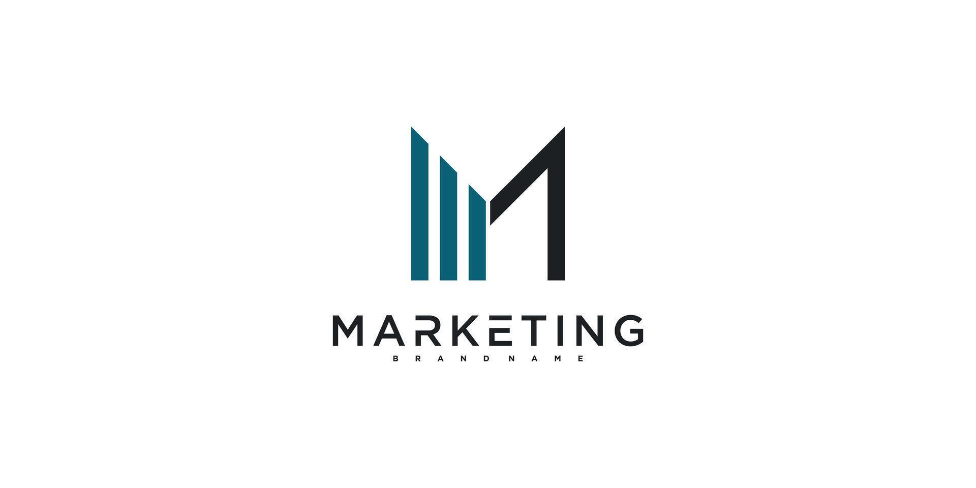 Initial M letter logo design. Marketing and Investment. Business and Marketing Logo. Premium vector