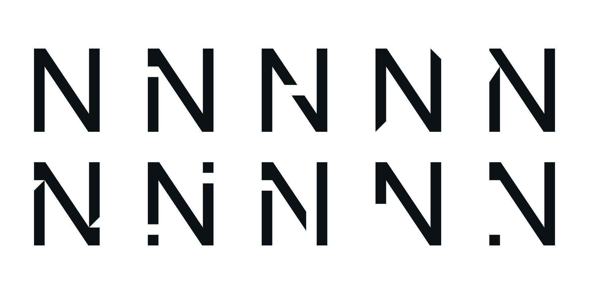 Logo collection, abstract letter N logo design. Icons for business of minimalist, elegant, simple. Premium vector