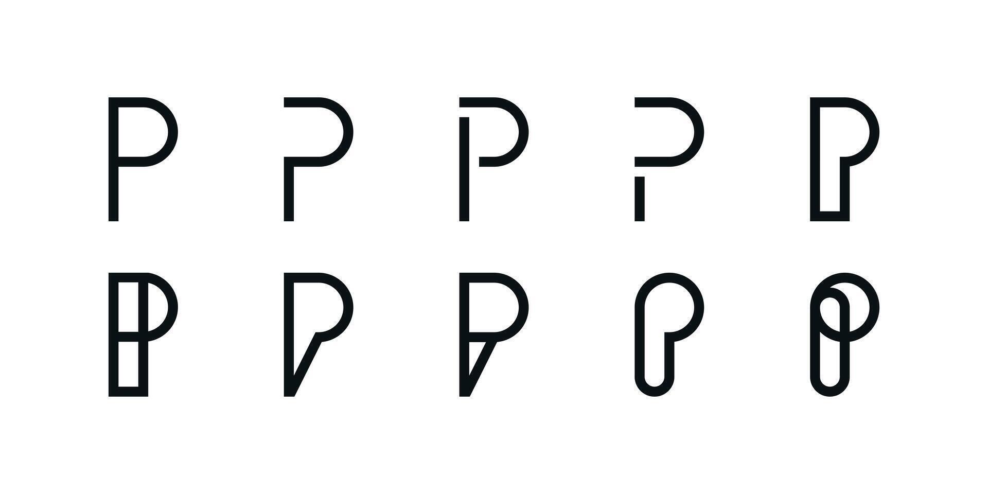 Logo collection, abstract letter P logo design. Icons for business of minimalist, elegant, simple. Premium vector
