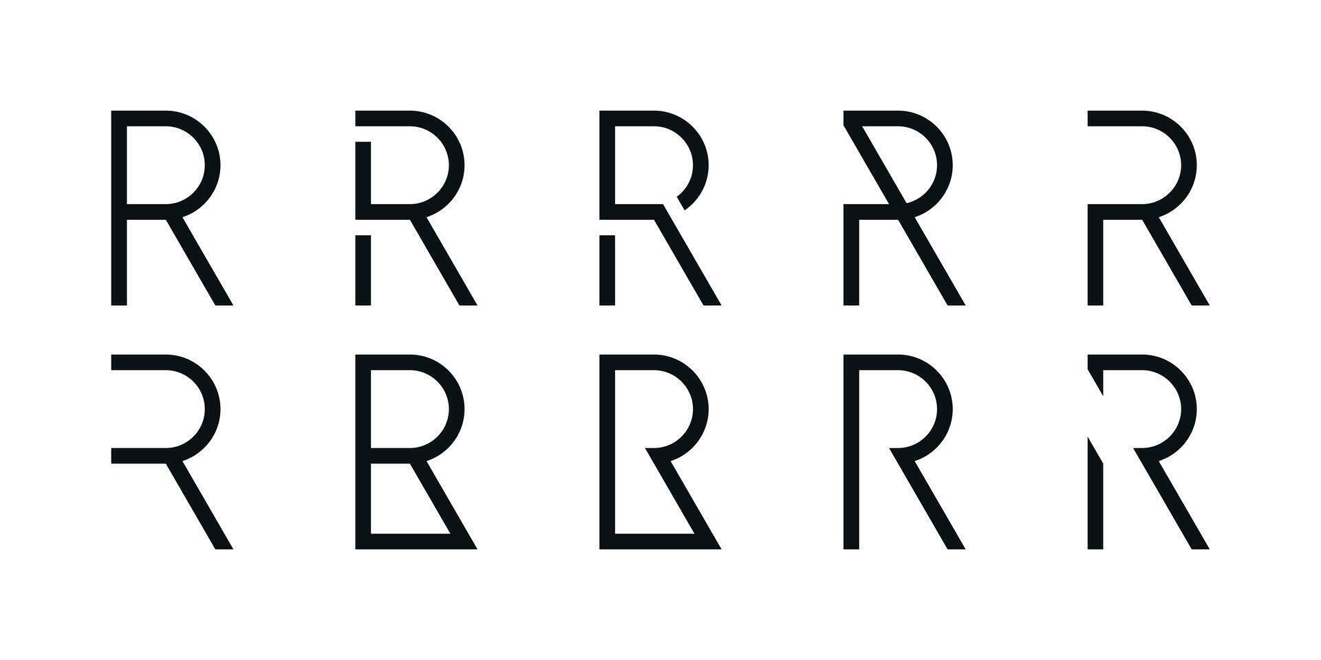 Logo collection, abstract letter R logo design. Icons for business of minimalist, elegant, simple. Premium vector