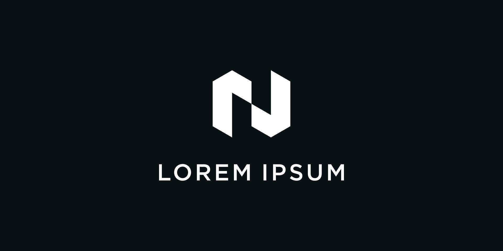 Letter N logo design with a unique line concept. Premium vector