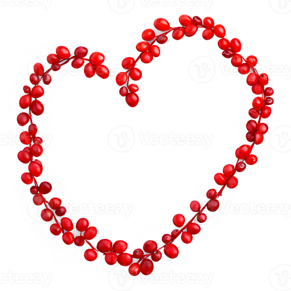 Barberries bright red small and elongated evenly distributed in a heart shape Food and culinary png