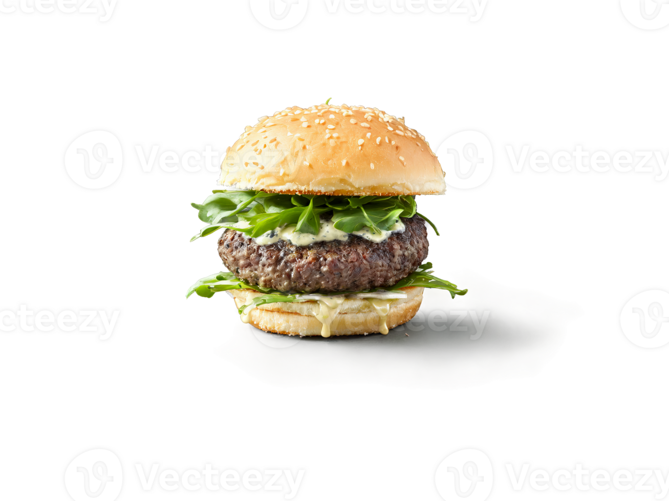 Truffle slider mini burger with truffle infused patty arugula and truffle aioli png