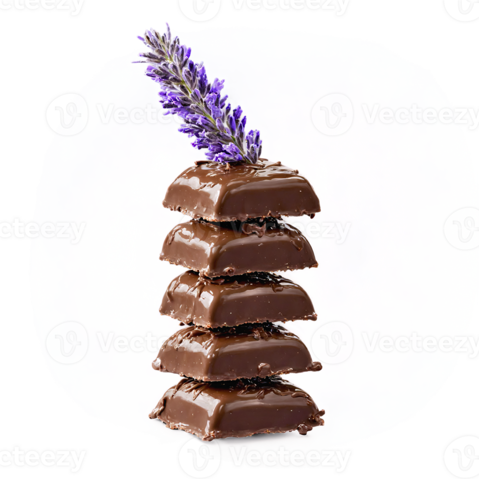 Chocolate covered candied lavender fragrant and soothing tumbling and spinning with a burst of purple png