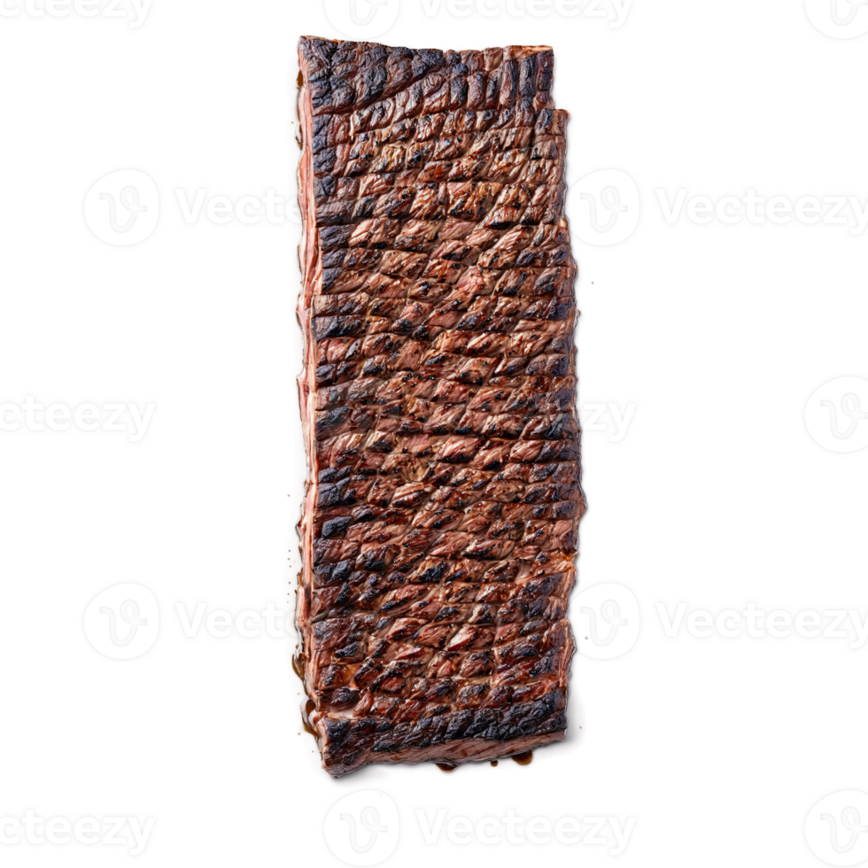 Grilled skirt steak with sear marks floating and steaming Food and culinary concept png