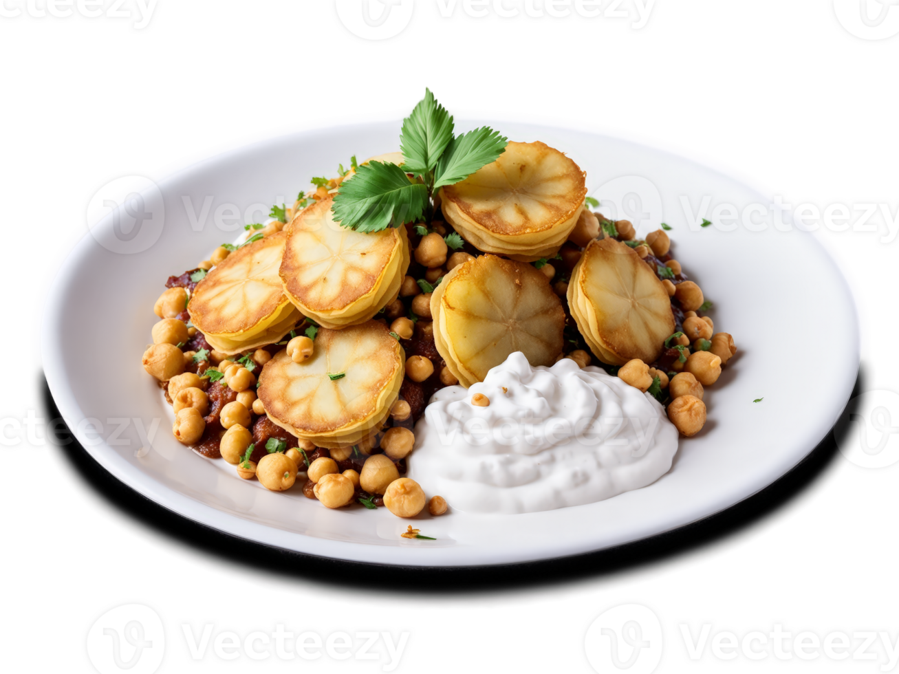 Chaat Papri vibrant tangy street snack with crispy fried papri topped with boiled potatoes chickpeas png