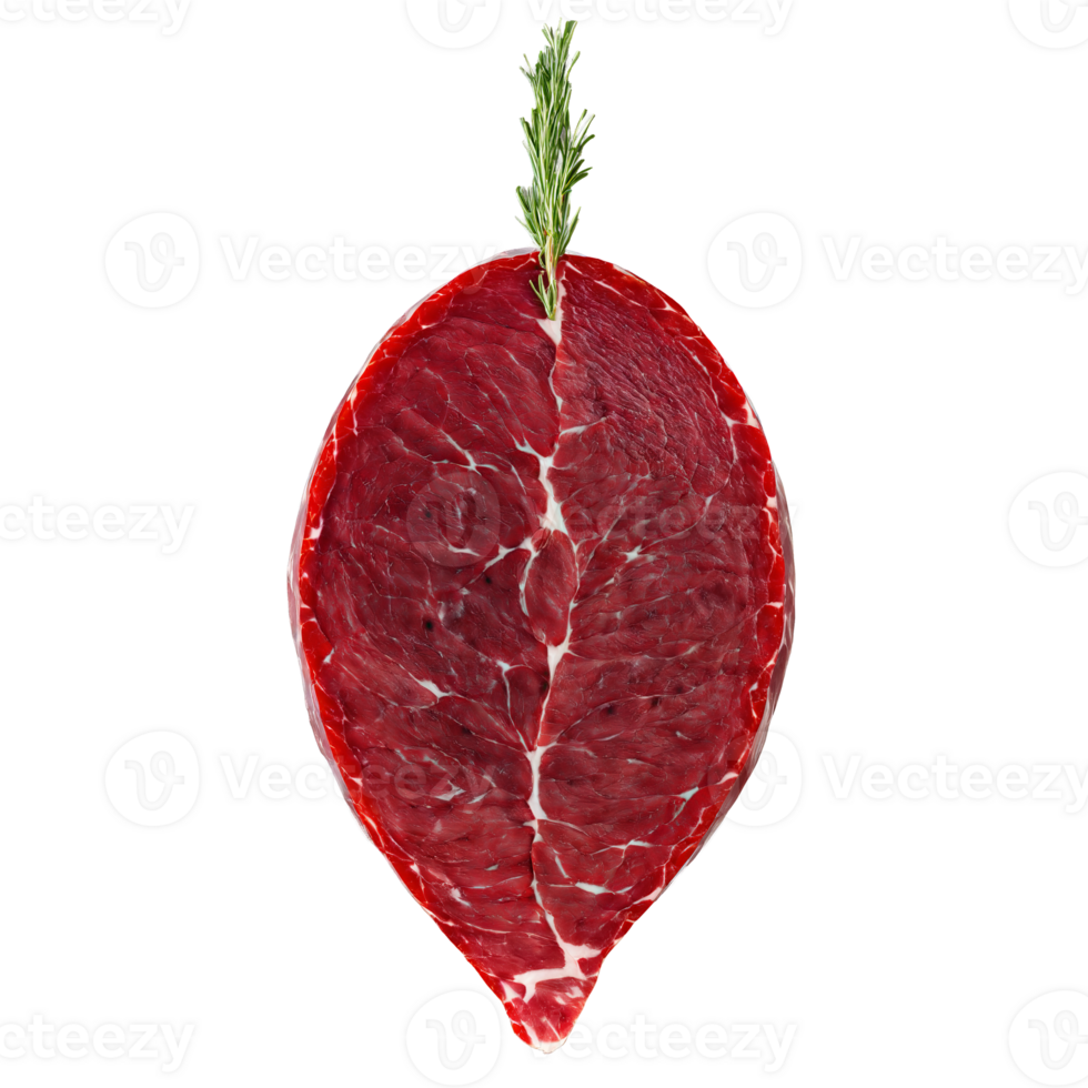 Sliced bresaola with deep red color suspended and spinning Food and culinary concept png