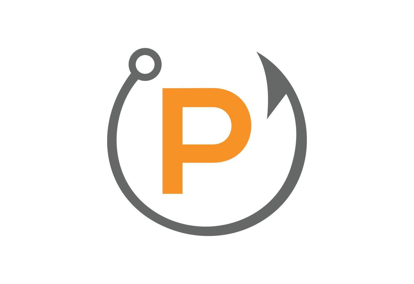 Fishing logo template, Fishing Logo Icon, unique fishing-related logo. simple. memorable. .with latter P vector
