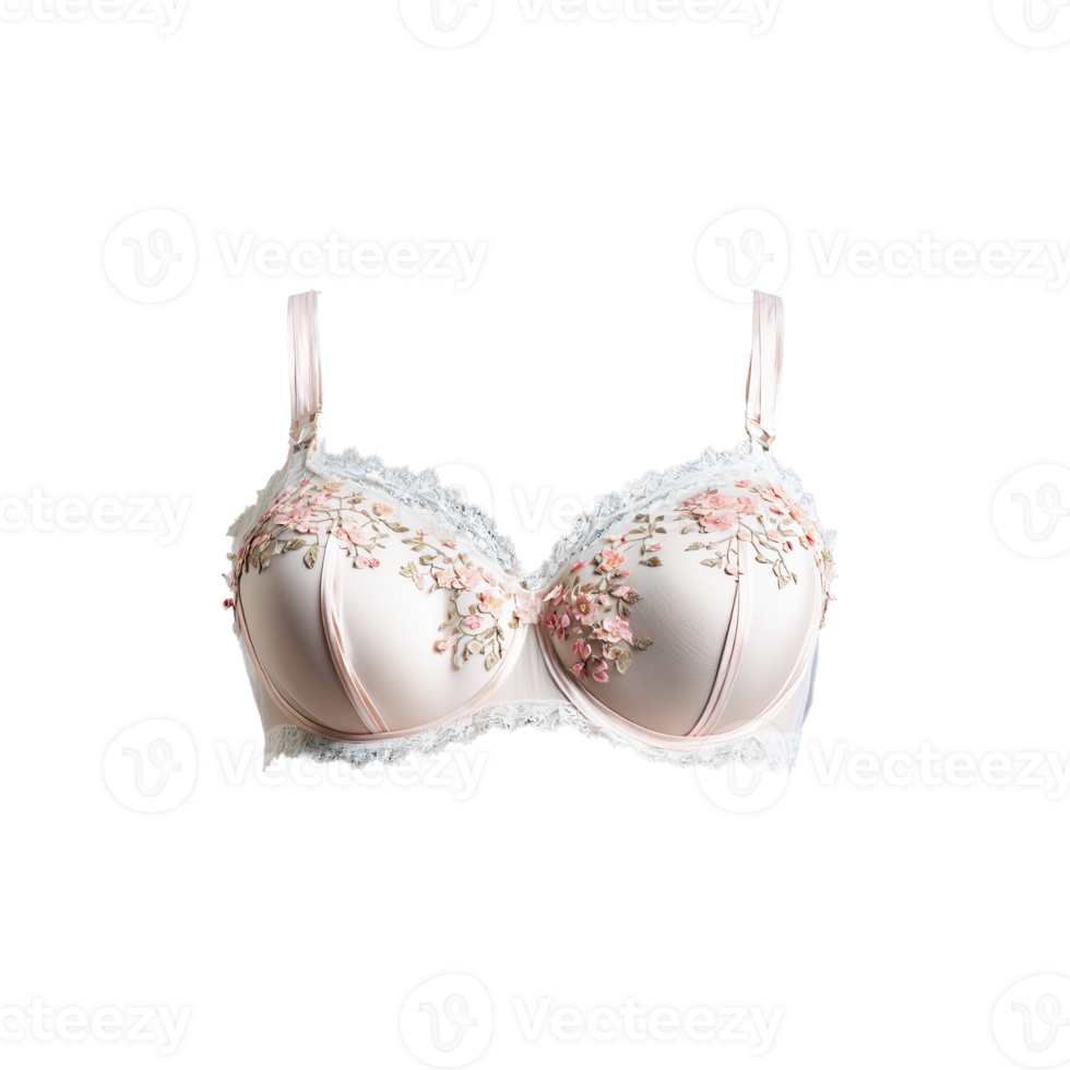Romantic sheer tulle bra with delicate floral appliques drifting like petals ethereal fairy tale mood png
