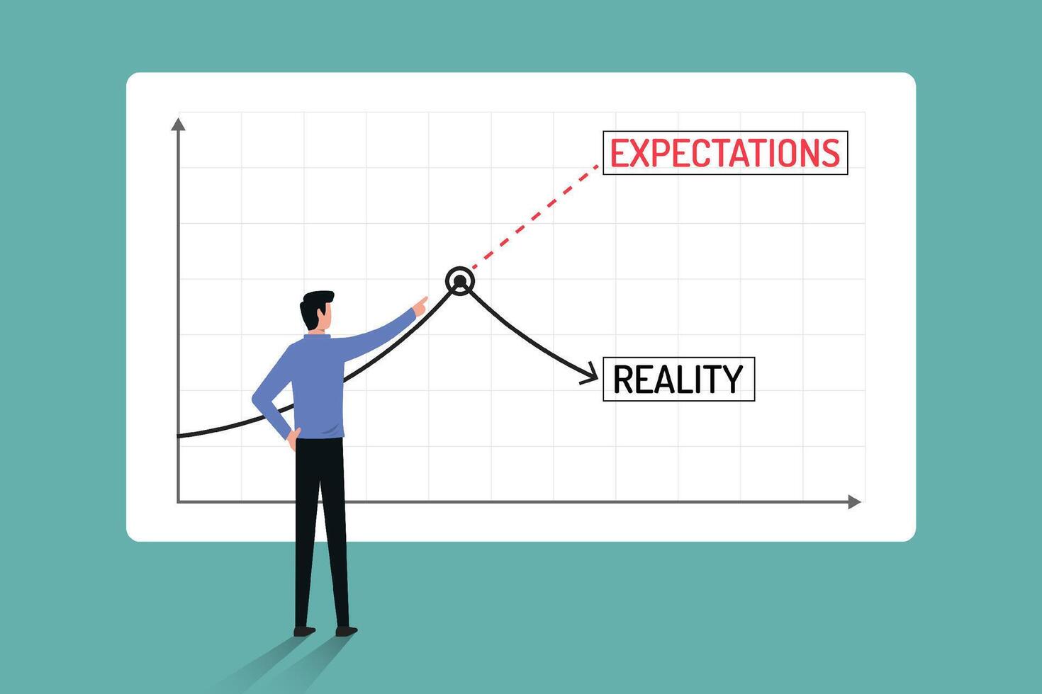 Expectations vs reality concept with business graphs vector