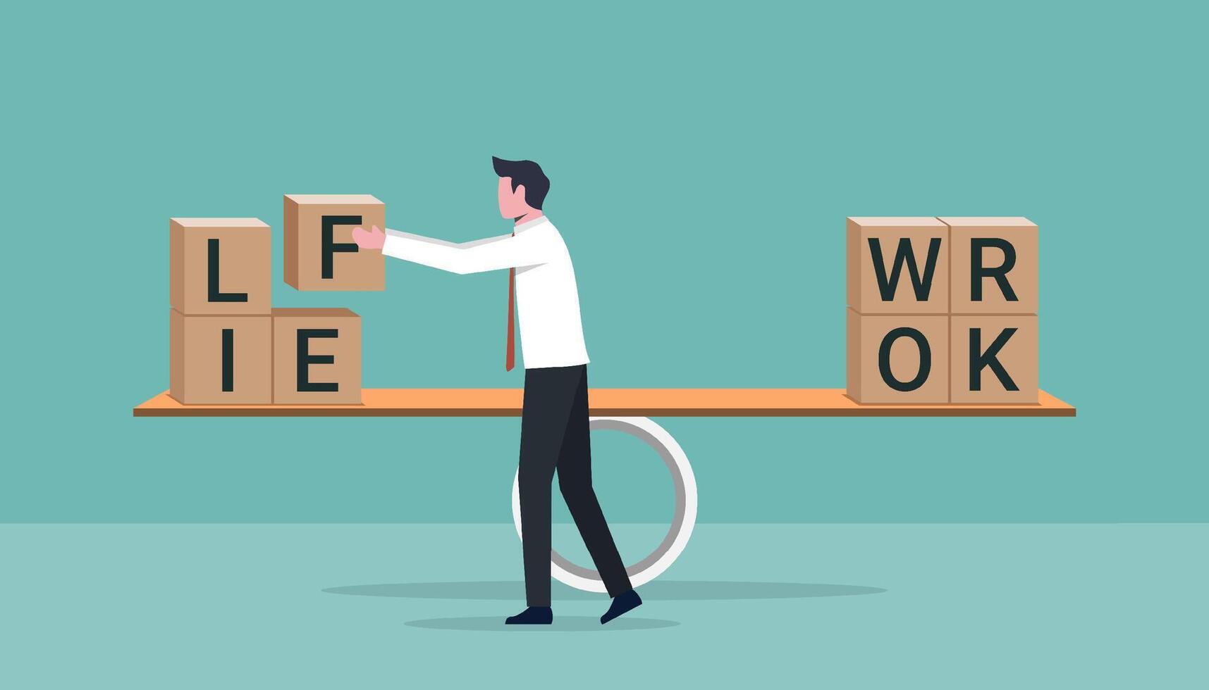 Life and work balance on scale symbolize harmony between life and work concept vector