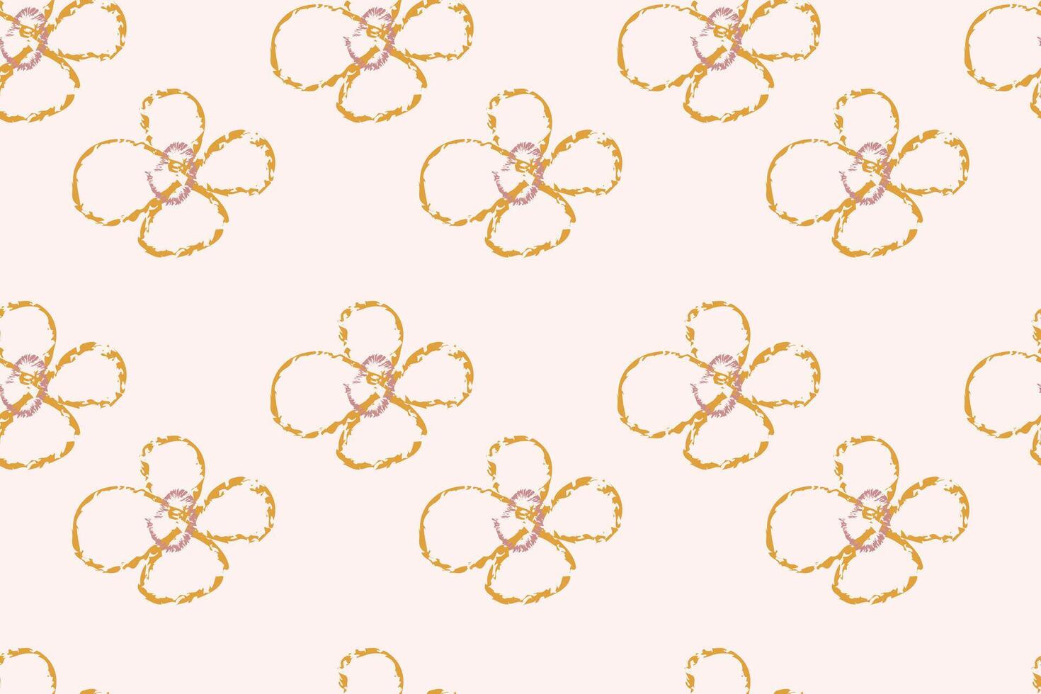 Naive floral pattern in the style of the 70s with groovy daisy flowers of natural tones. Retro design. Contemporary minimalistic trendy background for kids. Scandinavian nursery print. vector