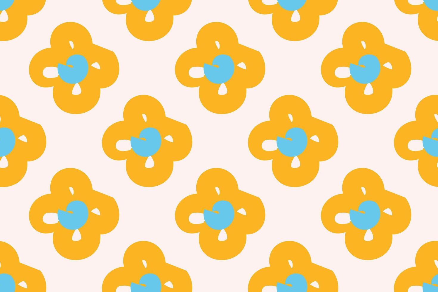 Naive floral pattern in the style of the 70s with groovy daisy flowers of natural tones. Retro design. Contemporary minimalistic trendy background for kids. Scandinavian nursery print. vector