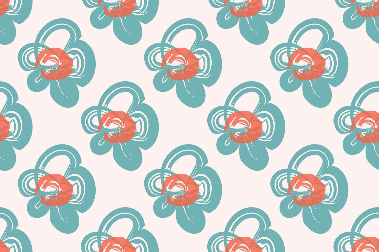 Naive floral pattern in the style of the 70s with groovy daisy flowers of natural tones. Retro design. Contemporary minimalistic trendy background for kids. Scandinavian nursery print. vector