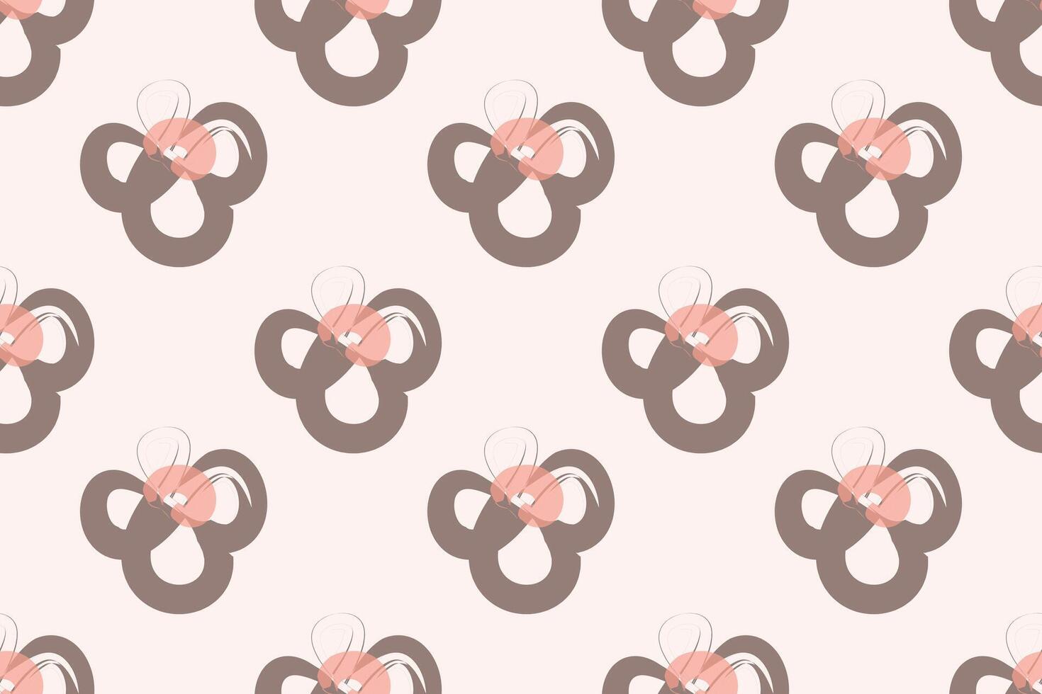 Naive floral pattern in the style of the 70s with groovy daisy flowers of natural tones. Retro design. Contemporary minimalistic trendy background for kids. Scandinavian nursery print. vector