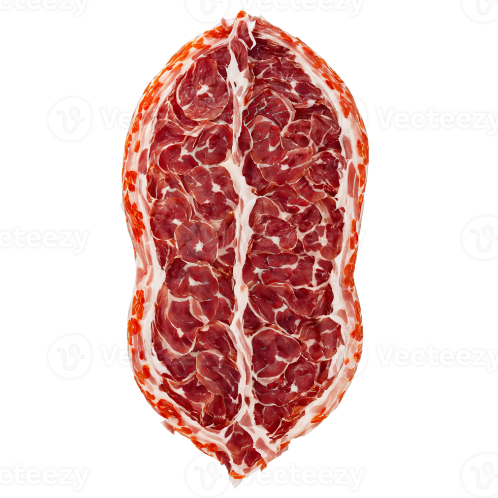Sliced capocollo di Calabria with spicy flavor suspended and spinning Food and culinary concept png