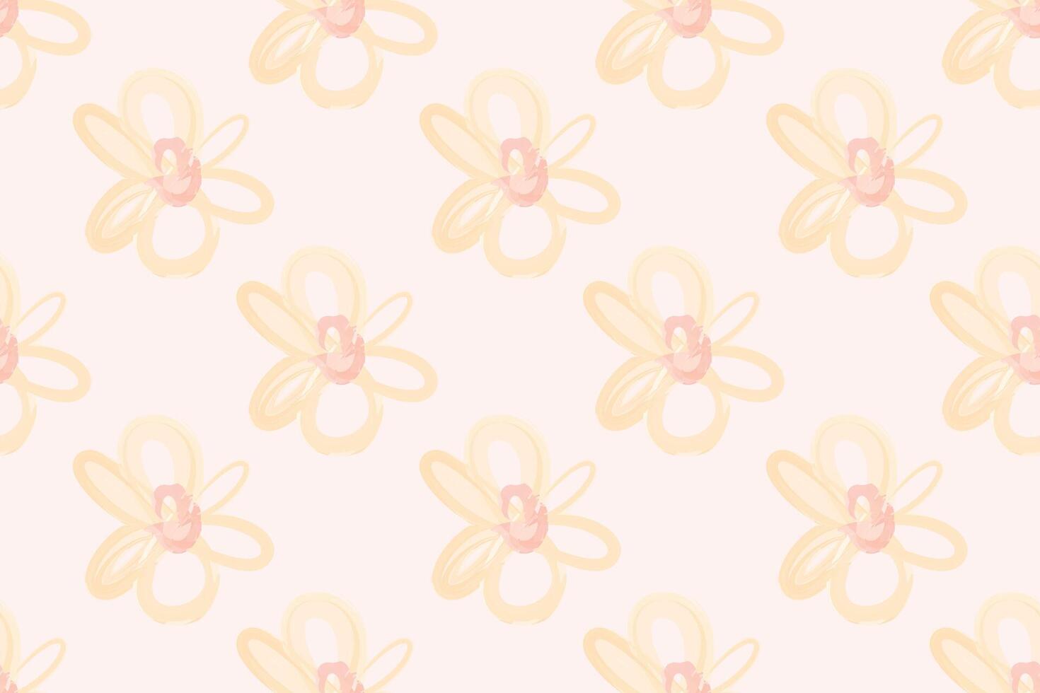 Naive floral pattern in the style of the 70s with groovy daisy flowers of natural tones. Retro design. Contemporary minimalistic trendy background for kids. Scandinavian nursery print. vector
