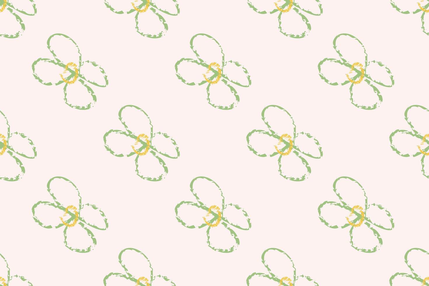 Naive floral pattern in the style of the 70s with groovy daisy flowers of natural tones. Retro design. Contemporary minimalistic trendy background for kids. Scandinavian nursery print. vector