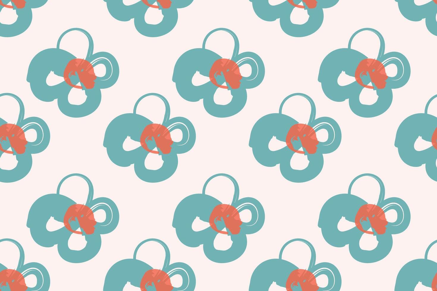 Naive floral pattern in the style of the 70s with groovy daisy flowers of natural tones. Retro design. Contemporary minimalistic trendy background for kids. Scandinavian nursery print. vector