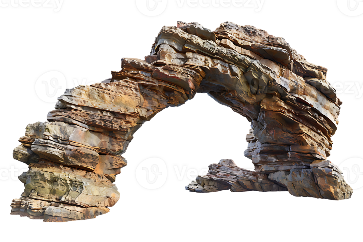 Arch canyon rock formation isolated against a transparent background png