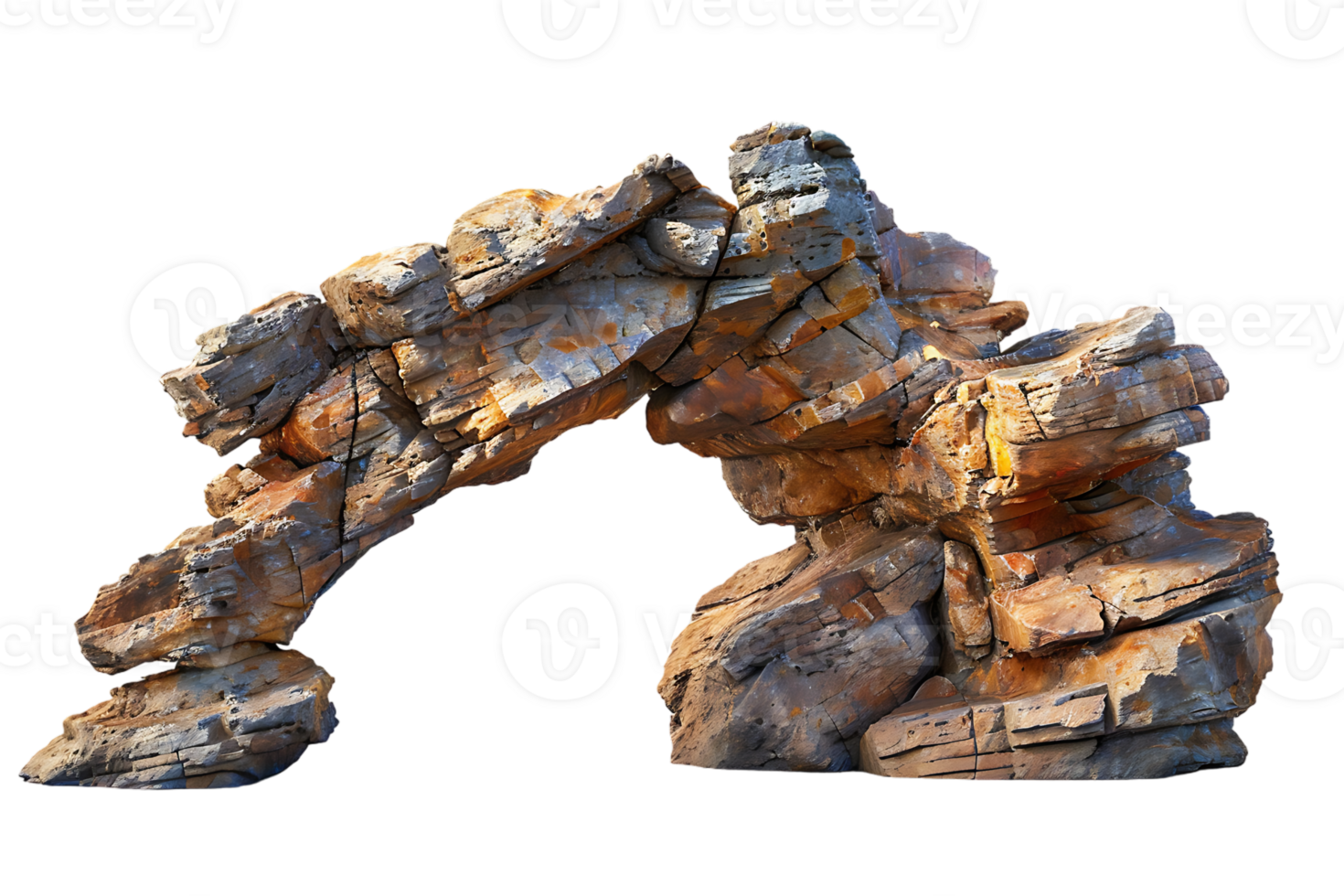 Arch canyon rock formation isolated against a transparent background png