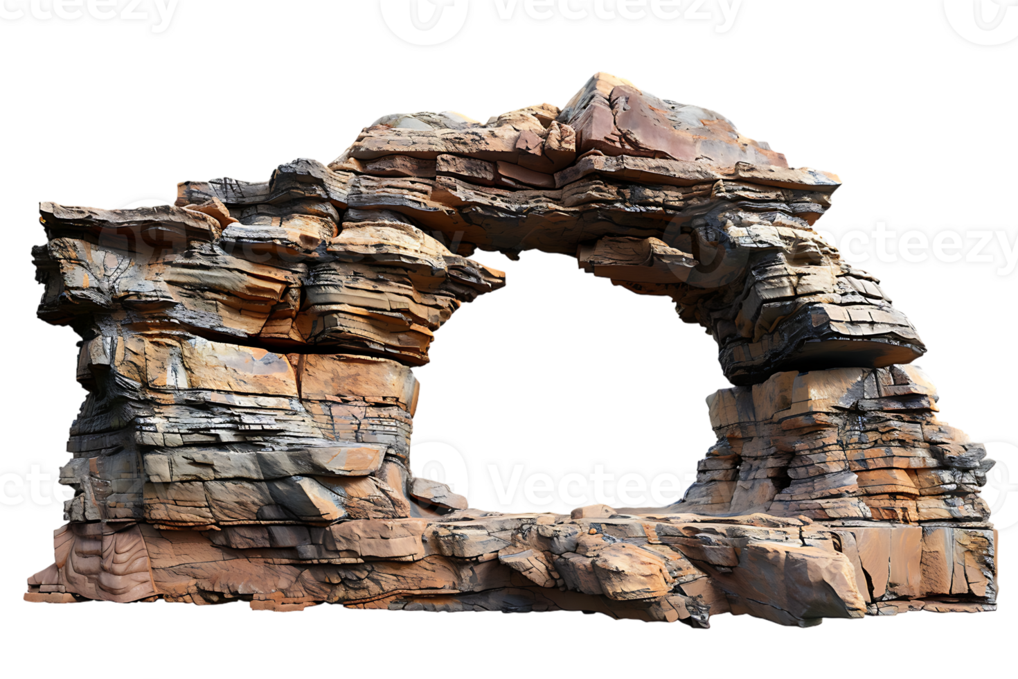 Arch canyon rock formation isolated against a transparent background png