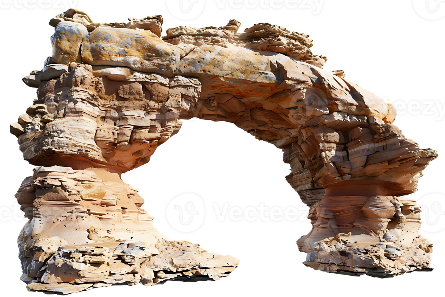 Arch canyon rock formation isolated against a transparent background png