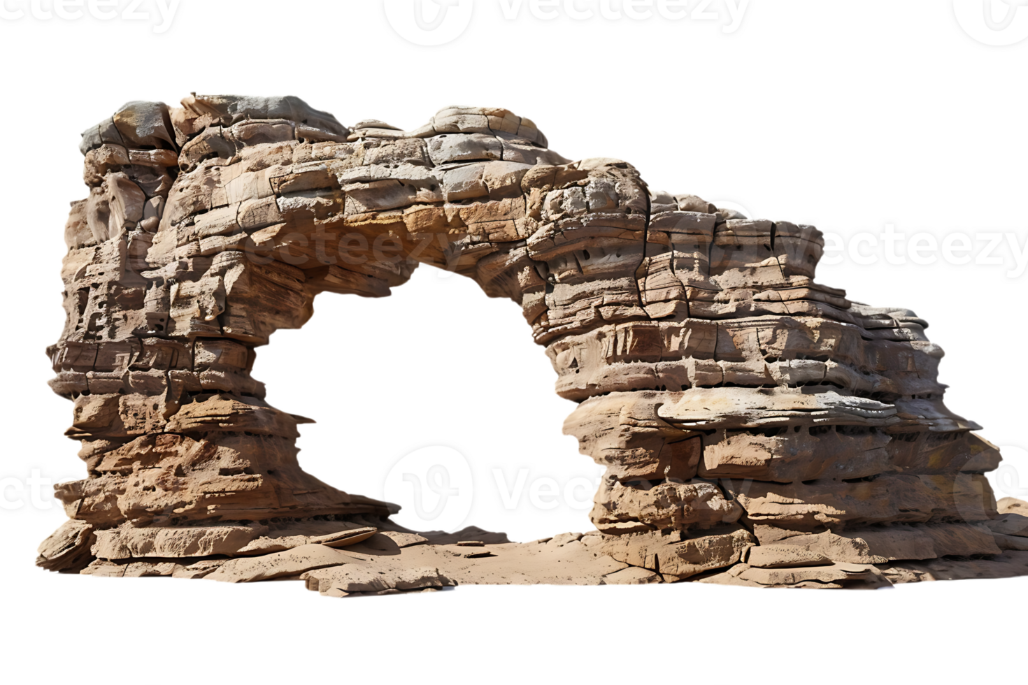 Arch canyon rock formation isolated against a transparent background png