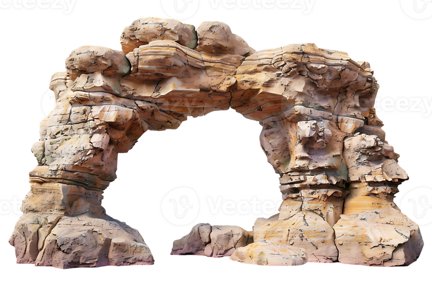 Arch canyon rock formation isolated against a transparent background png