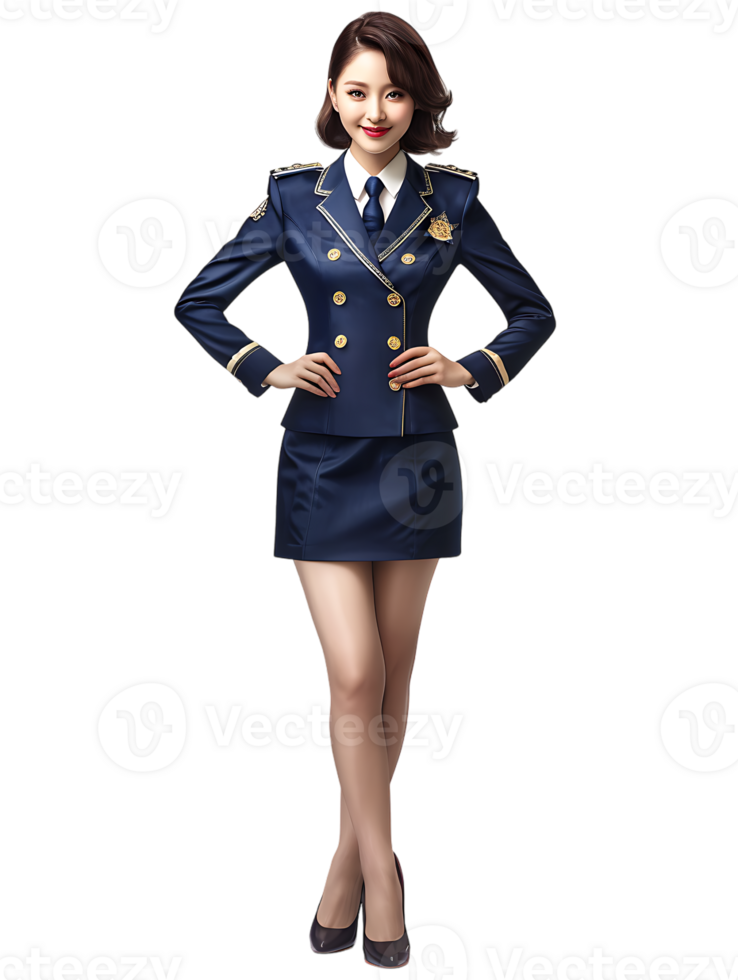 Beautiful stewardess isolated against a transparent background png
