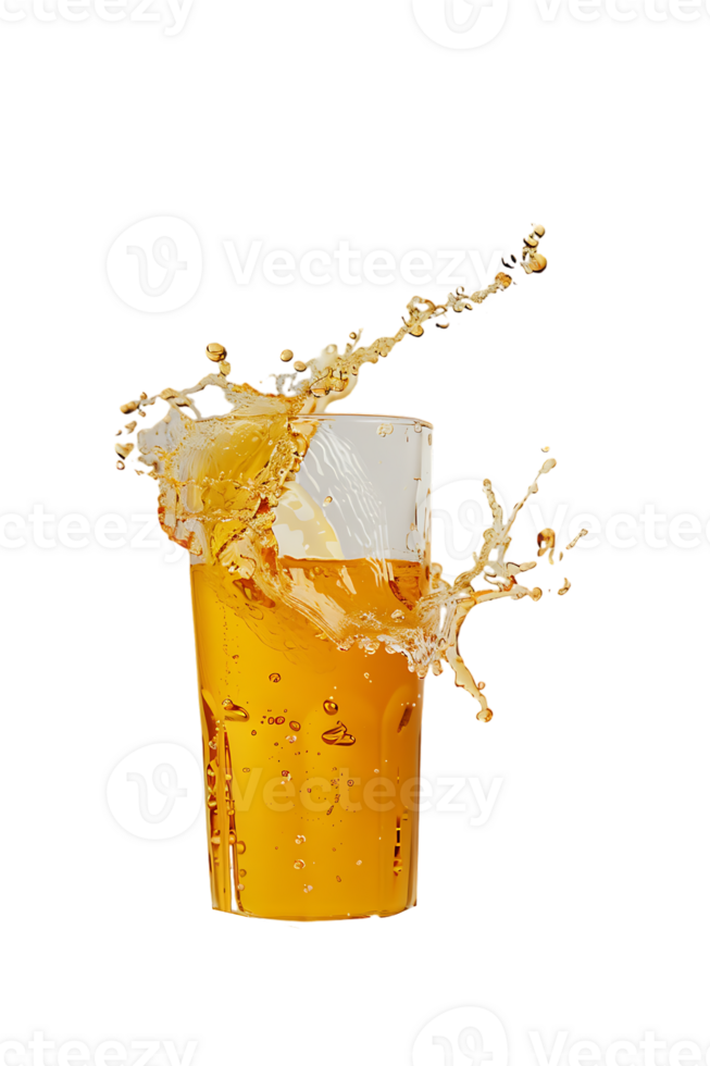 beer glass with a beer splash isolated against a transparent background png