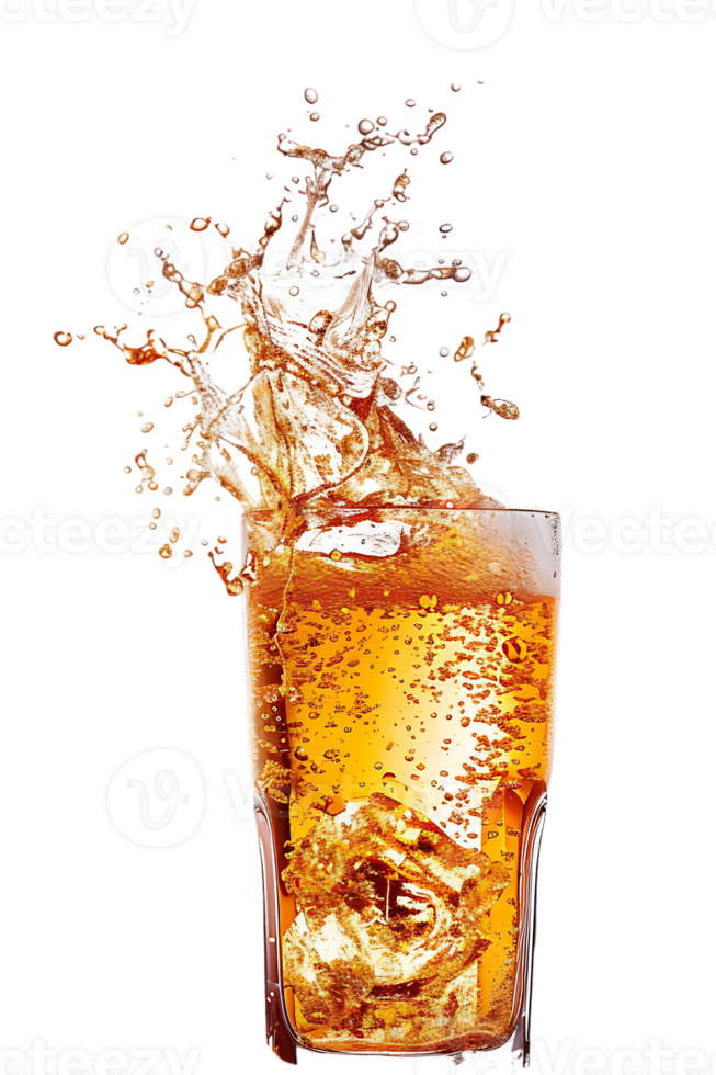beer glass with a beer splash isolated against a transparent background png