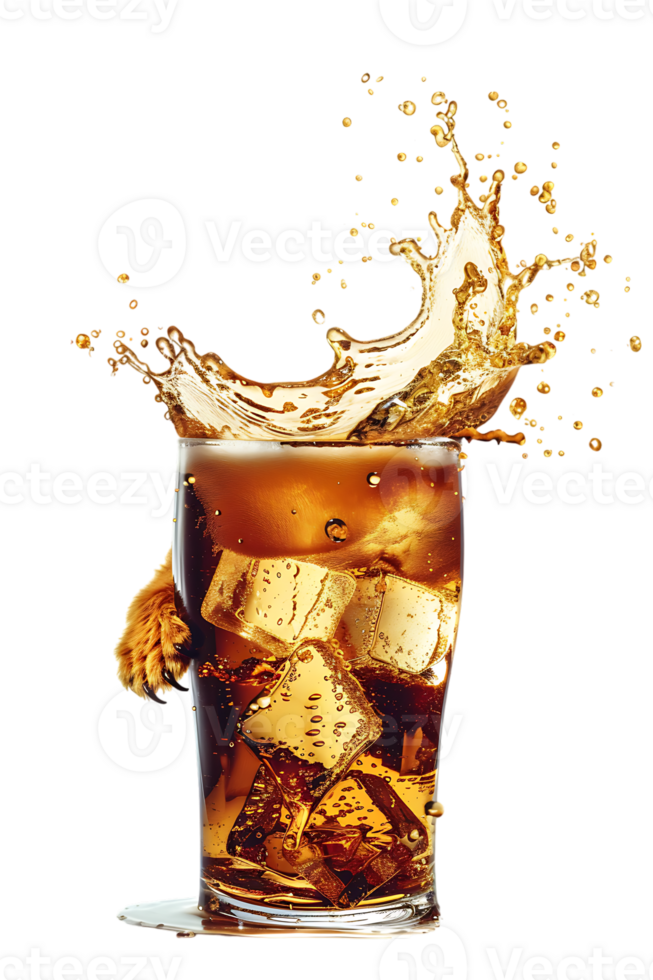beer glass with a beer splash isolated against a transparent background png
