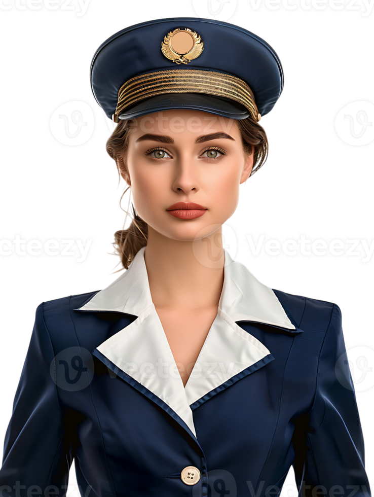 Beautiful stewardess isolated against a transparent background png
