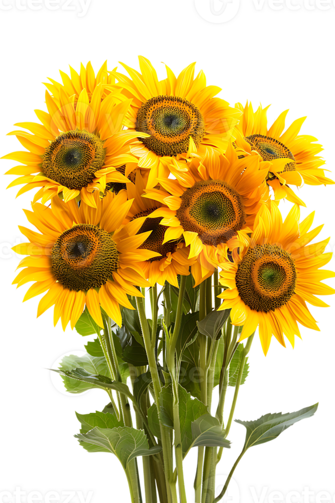 bouquet of sunflowers standing out against a transparent background png