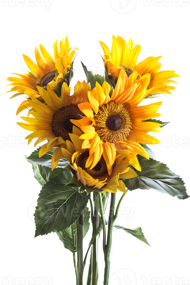 bouquet of sunflowers standing out against a transparent background png