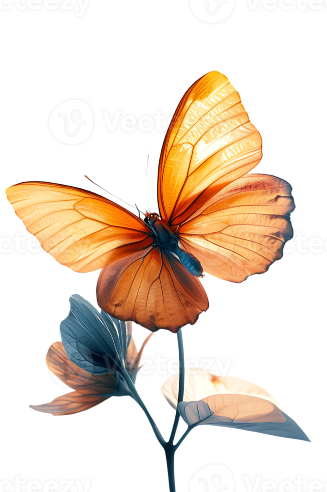 Butterfly on a flower isolated against a transparent background png