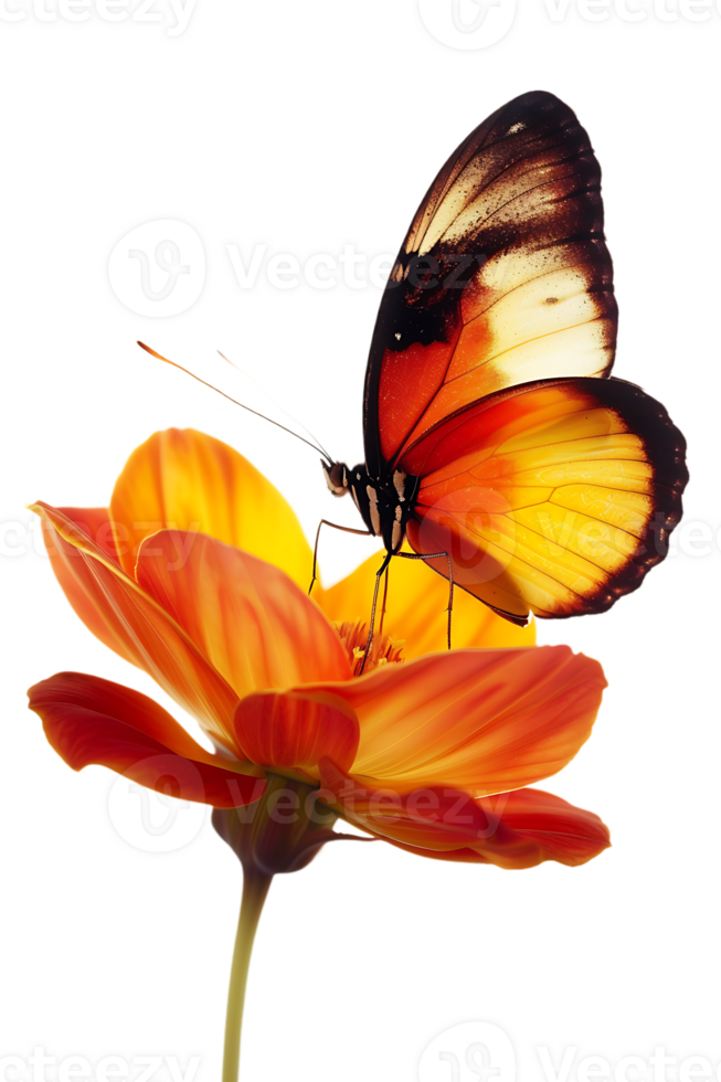 Butterfly on a flower isolated against a transparent background png