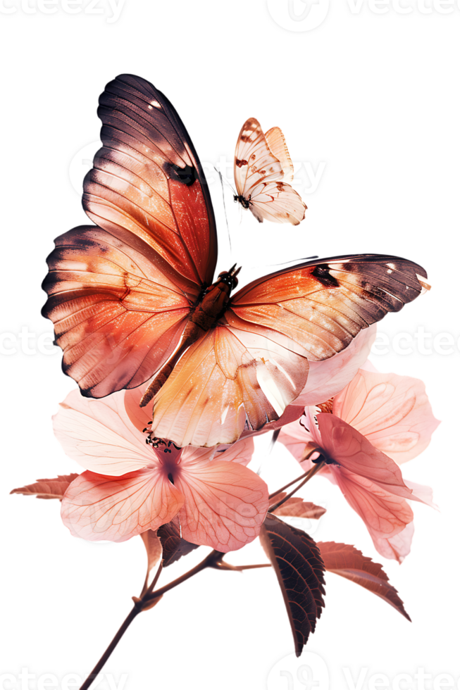 Butterfly on a flower isolated against a transparent background png