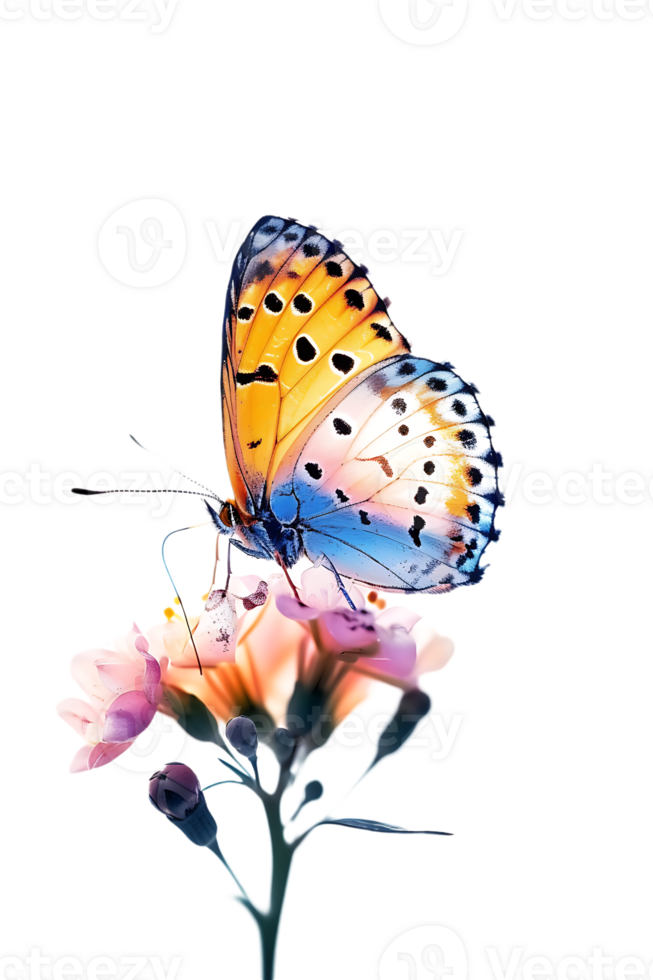 Butterfly on a flower isolated against a transparent background png