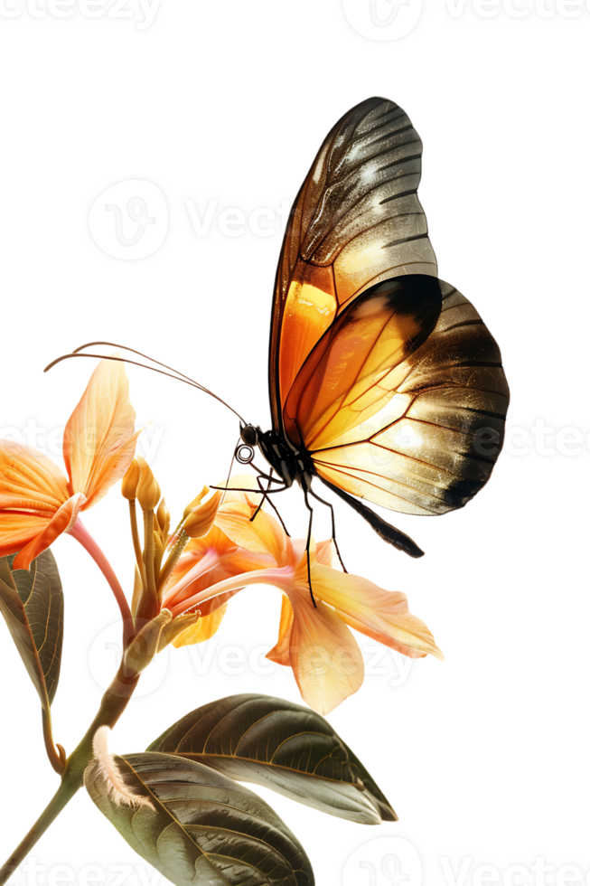 Butterfly on a flower isolated against a transparent background png