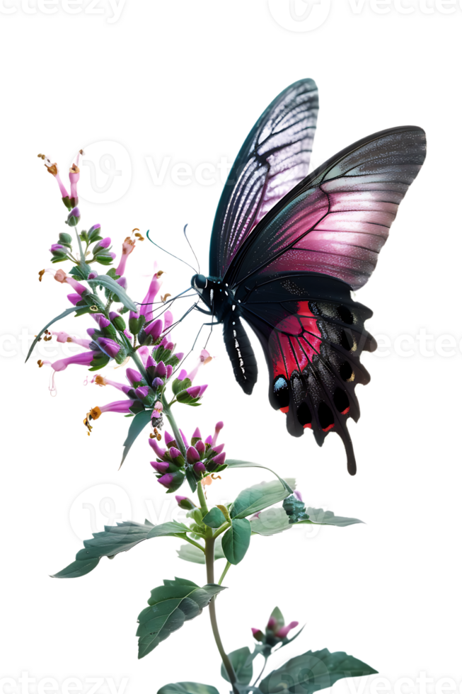 Butterfly on a flower isolated against a transparent background png