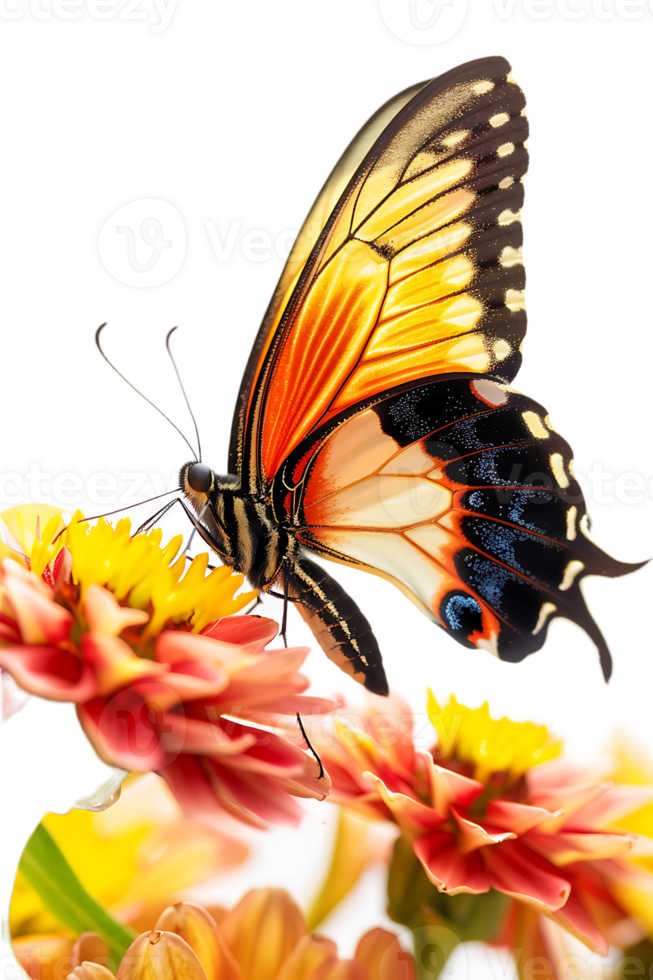Butterfly on a flower isolated against a transparent background png