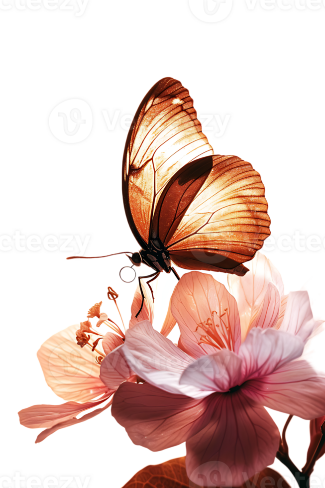 Butterfly on a flower isolated against a transparent background png