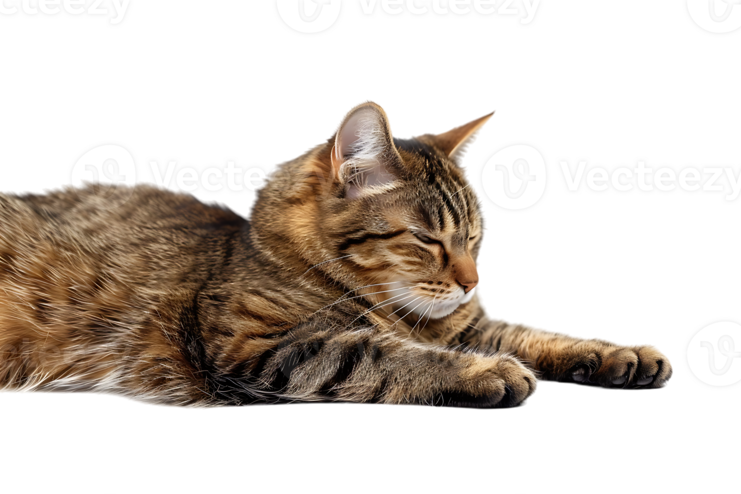Cat relaxing isolated against a transparent background png