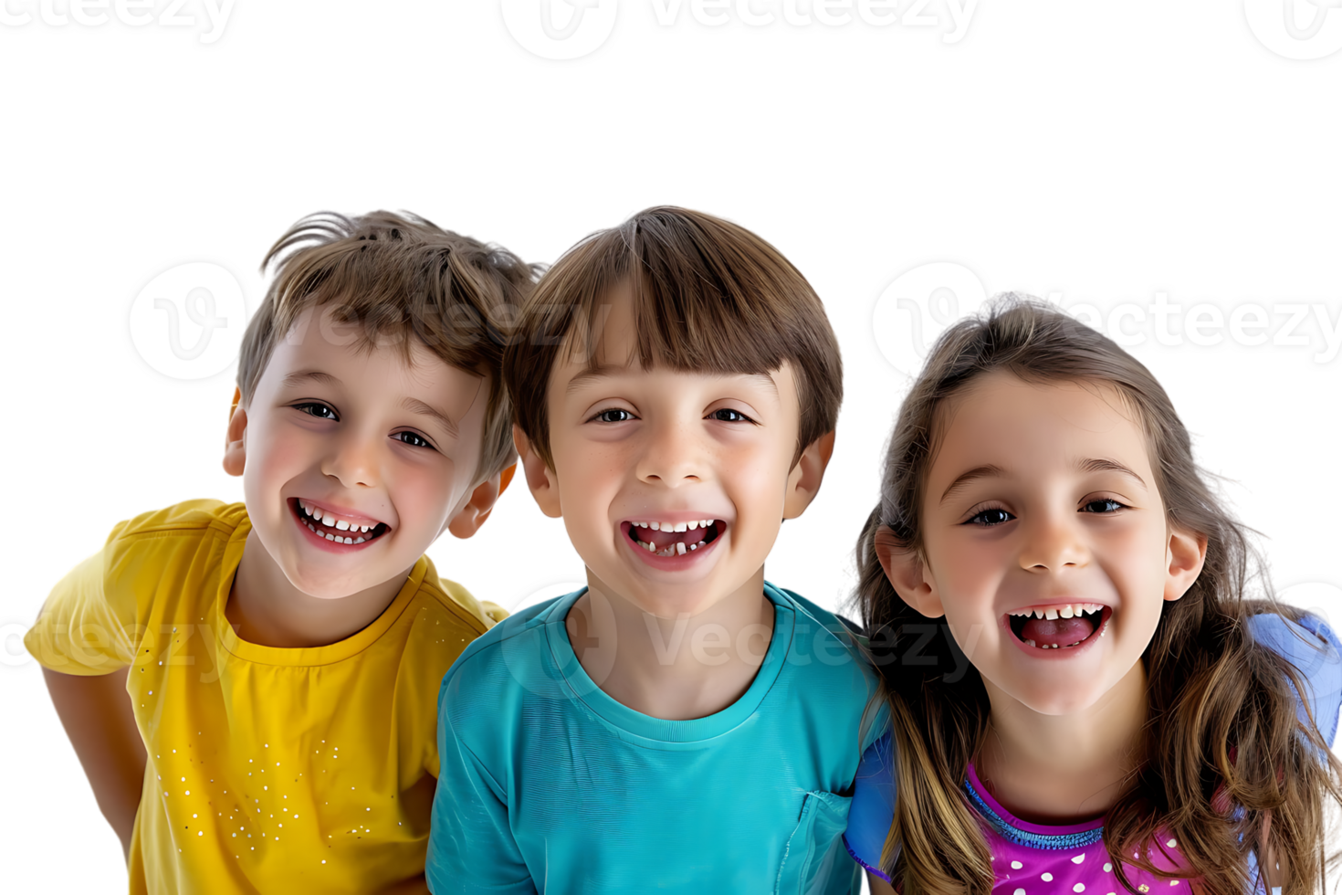 Cheerful TWO children smiling, photographed against a transparent backdrop png